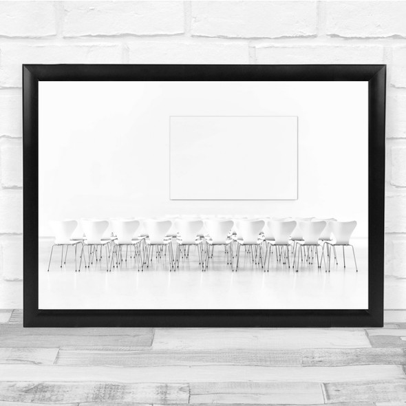 Architecture repeat pattern Chairs Screen Black & White Wall Art Print