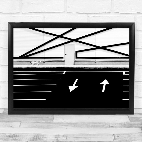 Black & White up and down doorway stairs lines abstract Wall Art Print