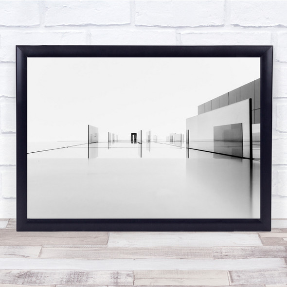 Bright Black & White Abstract Architecture minimal Wall Wall Art Print