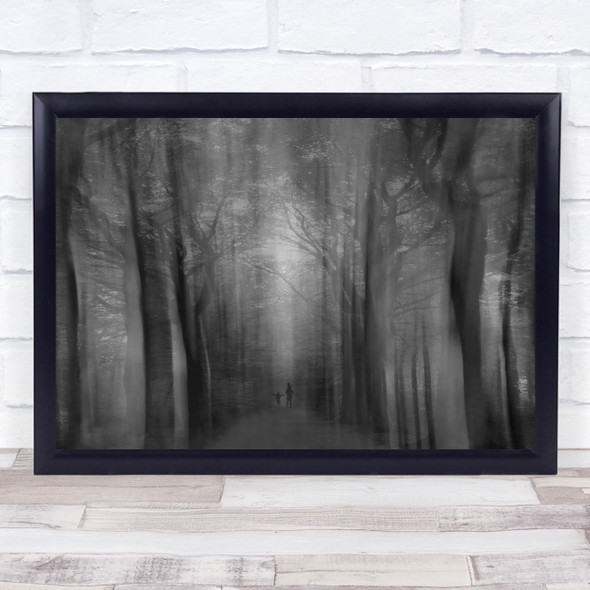 Fall Walk Forest Mood Black & White Autumn Hello Autumn Wall Art Print