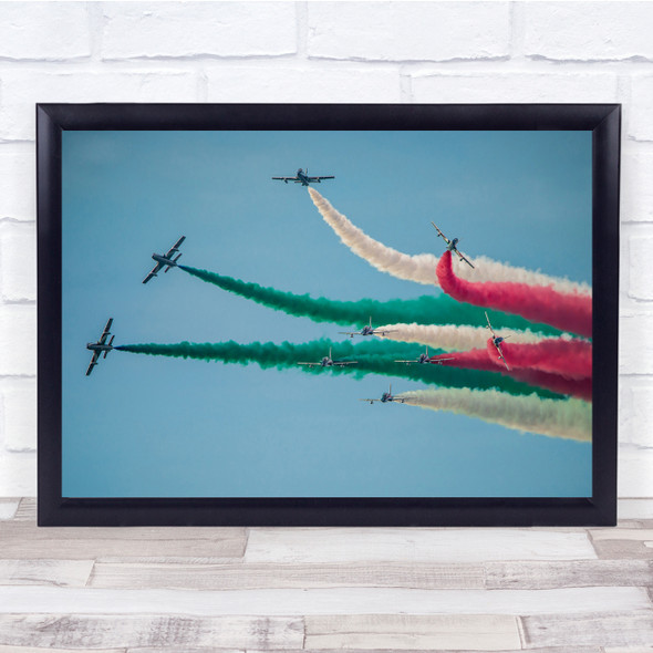 Fly Arrows Smoke Colours Pink White Green Planes Flying Wall Art Print
