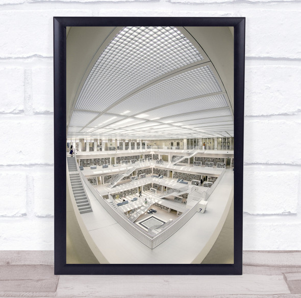 Germany Stuttgart Library Perspective City Books Stairs Wall Art Print