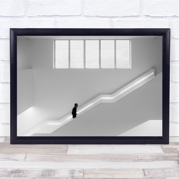 High Key High-Key Architecture Figure Silhouette Stairs Wall Art Print