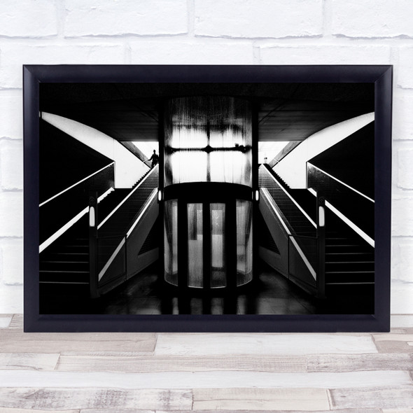 Once Was One Blurred Stairs black and white symmetrical Wall Art Print