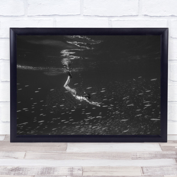 Our Private Special Morning woman diver fish underwater Wall Art Print