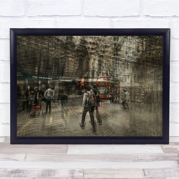 Landscape Street London Bus People Blurry Abstract Photography Wall Art Print