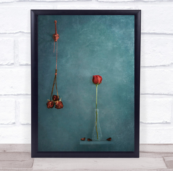 Life Death Concept Red Rose Roses Flower Flowers Flowers Still Wall Art Print