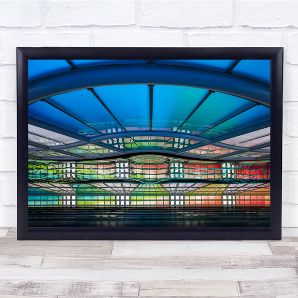 Neon Walkway Colourful Chicago Airport Colour Colors Colourful Wall Art Print