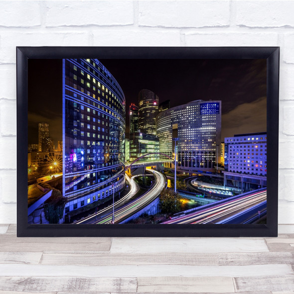 Night Cityscape City Skyline Modern Metropolis Traffic Highway Wall Art Print