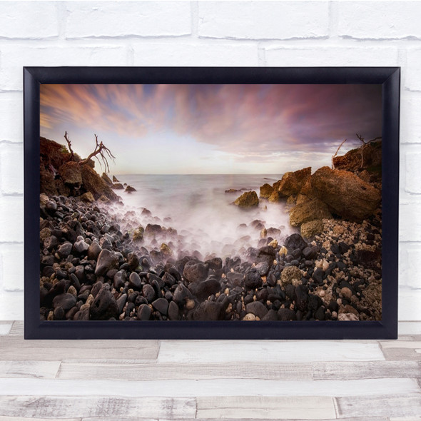 Panorama Beach Pebble Pebbles Stone Stones Shore Shoreline Sea Wall Art Print