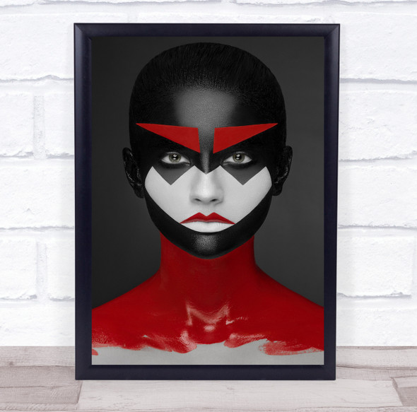 Portrait Shapes Red Selective Colour Colouring Colors Geometry Wall Art Print