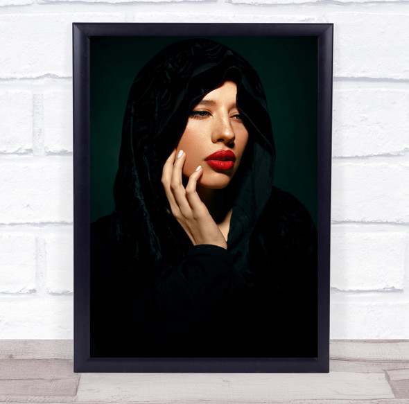 Portrait Woman Iran Lips Face Model Veil Robe Fashion Lipstick Wall Art Print