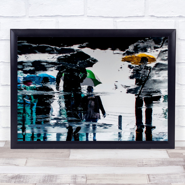 Rain Raining Rainy Street Puddle Wet Water Reflection Sidewalk Wall Art Print