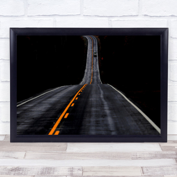 Road Way Drive Driving Perspective Car Landscape Hill Dark Low Wall Art Print