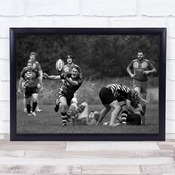 Rugby Sports Action Emotion Men Game Black And White Brantford Wall Art Print