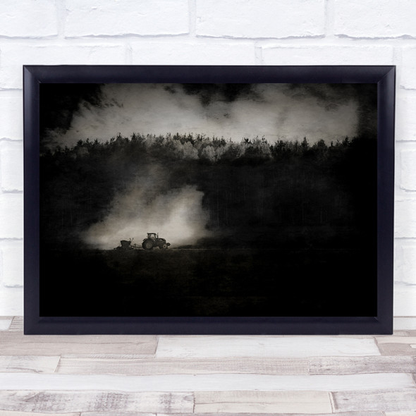 Spring Work Farm Field Trees Tractor Machine Man Dust Dusty On Wall Art Print