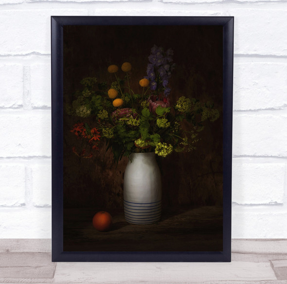 Still Life Flower Flowers Flora Floral Vase Painterly Dark Low Wall Art Print