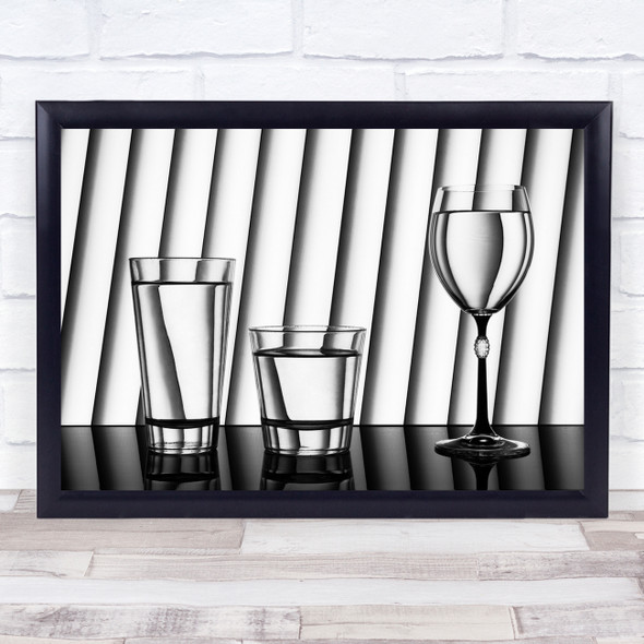 Still Life Stripes Lines Streaks Glass Wine Water Drink Liquid Wall Art Print