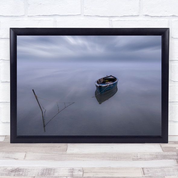 Tarragona Spain Boat Ebro Delta Calm Still Serene Alone Lonely Wall Art Print