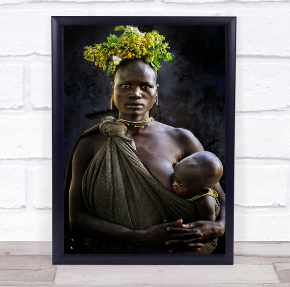 Tribe Surma Ethiopia Omo Ethnic Documentary Valley Mother Baby Wall Art Print