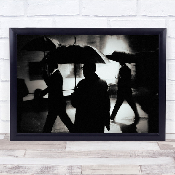 Umbrella People Blur Blurry Rain Raining Street Texture Shadow Wall Art Print