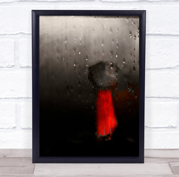 Umbrella Rain Raining Rainy Wet Water Drop Drops Abstract Blur Wall Art Print