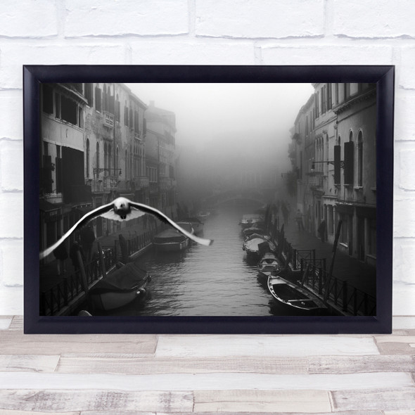 Venice Misty Mist Foggy Fog Seagull Canal Volante Flying Italy Wall Art Print