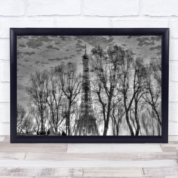 Water Reflection Eiffel Trees Paris France Autumn Tower Puddle Wall Art Print