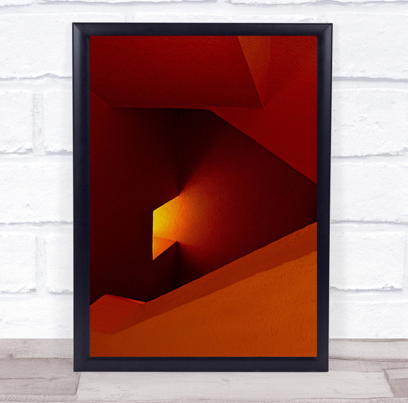Window Colors Lines Abstract Red Yellow Orange Shapes Geometry Wall Art Print