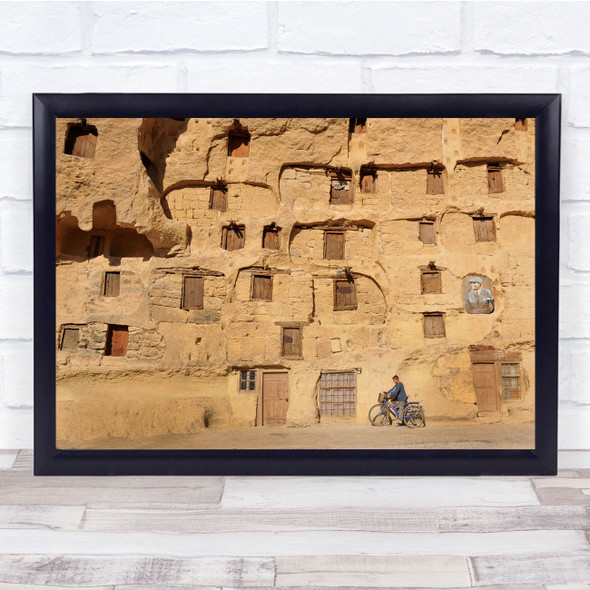 Beige Bicycle Rider Sandstone Turkey Wall Art Print