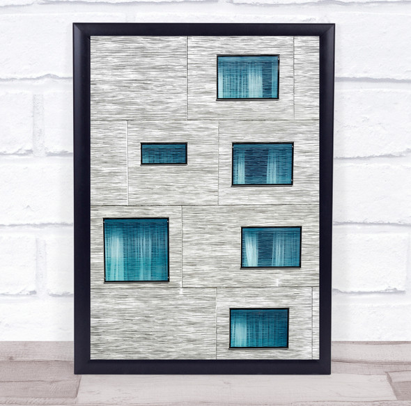 Blue windows abstract building walls Wall Art Print