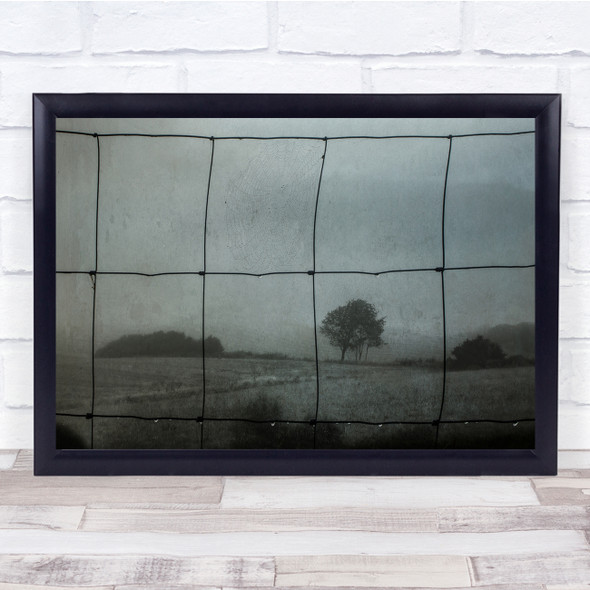 Landscape Monochrome Mood Tree Fence Wall Art Print