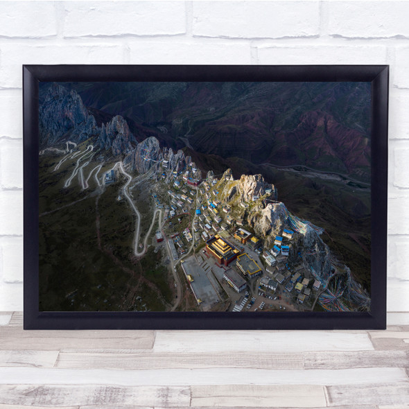 Temple Shrine Mountains Aerial Above Wall Art Print