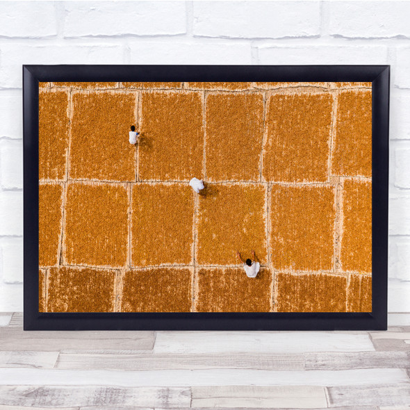 Aerial Drying Pattern Workers field Wall Art Print