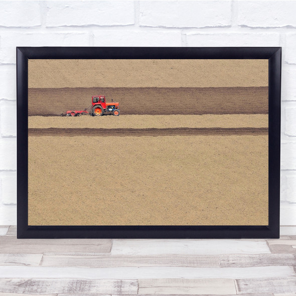 Agricultural Minimalism red Tractor Wall Art Print