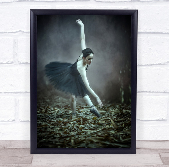 Ballerina black leotard nature pose Wall Art Print