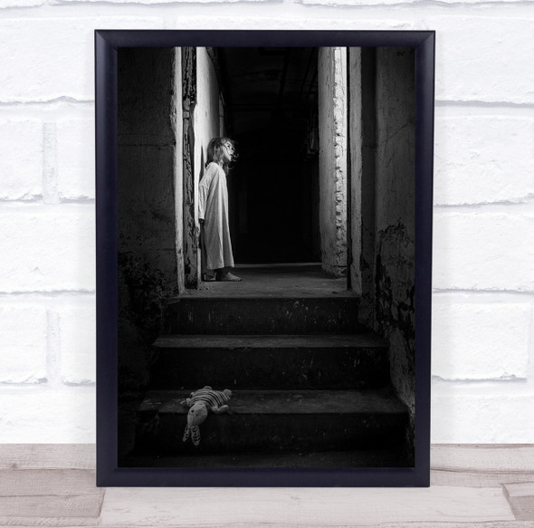 Child Basement Fear Lost toy stairs Wall Art Print