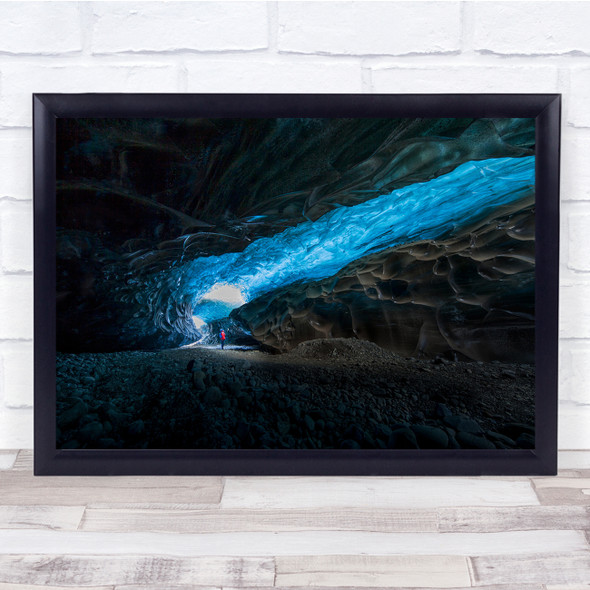 Icy Neon Light blue cave cold light Wall Art Print