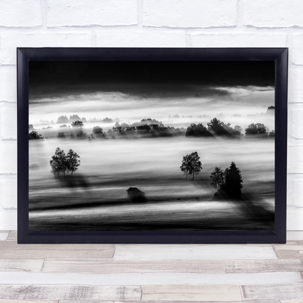 Misty Morning trees Field landscape Wall Art Print