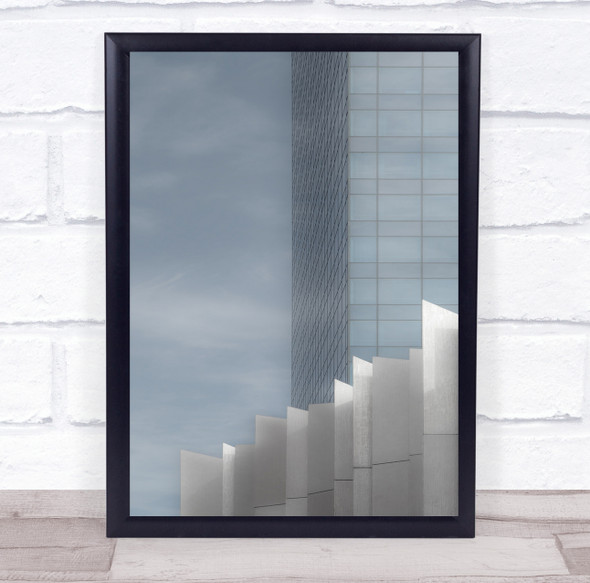 Pastel blue skyscraper white spikey Wall Art Print