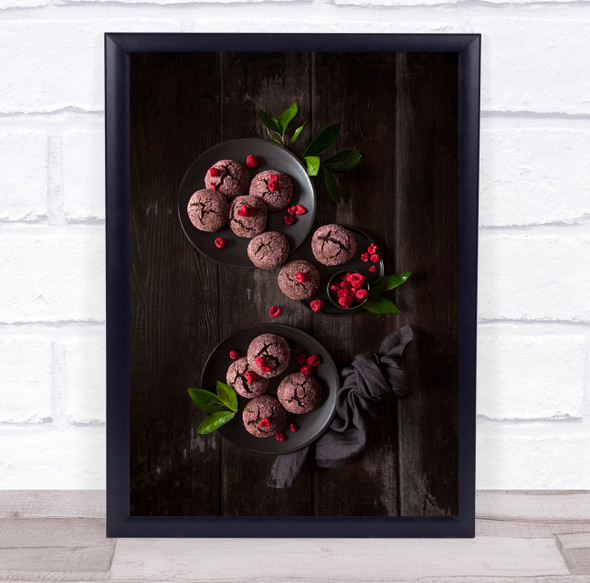 Raspberry Chocolate Crinkle Cookies Wall Art Print