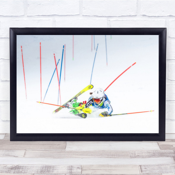 Skier Snow Winter Race Sport Action Wall Art Print