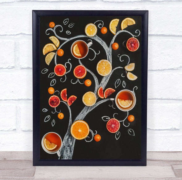 Teatime Tree artistic oranges fruit Wall Art Print