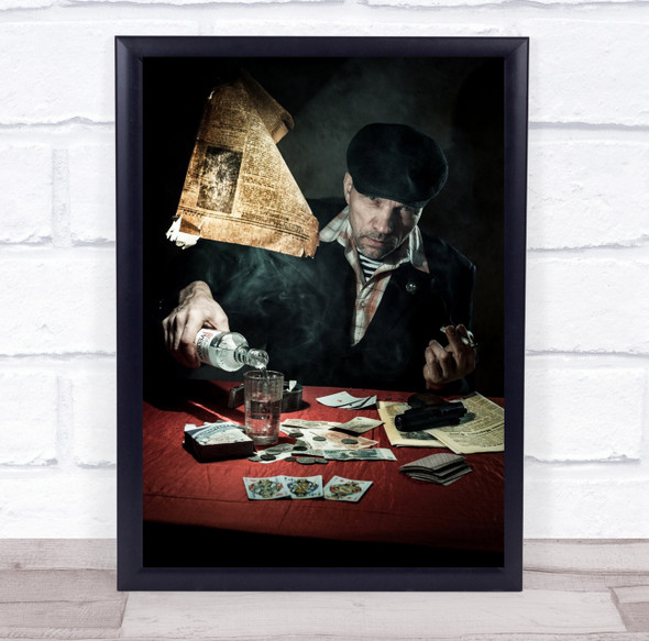 The Game gambling cards and alcohol Wall Art Print