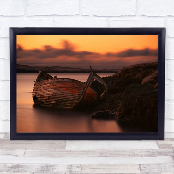 The Long Rest old boat sunset Water Wall Art Print