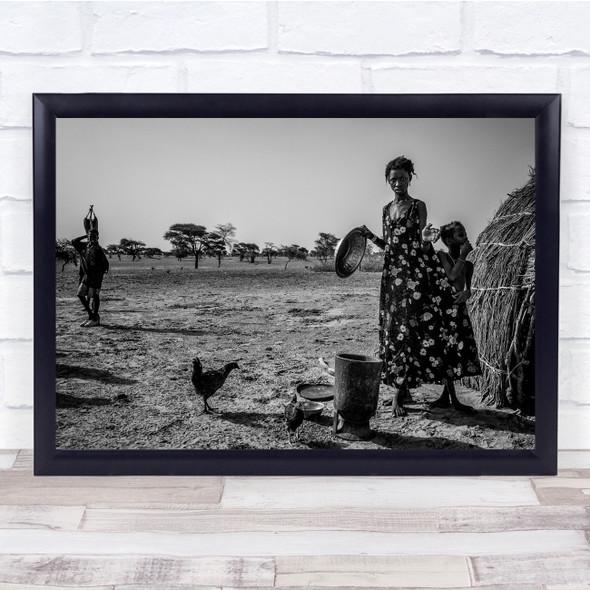 Woman And Her Daughter Mali chicken Wall Art Print