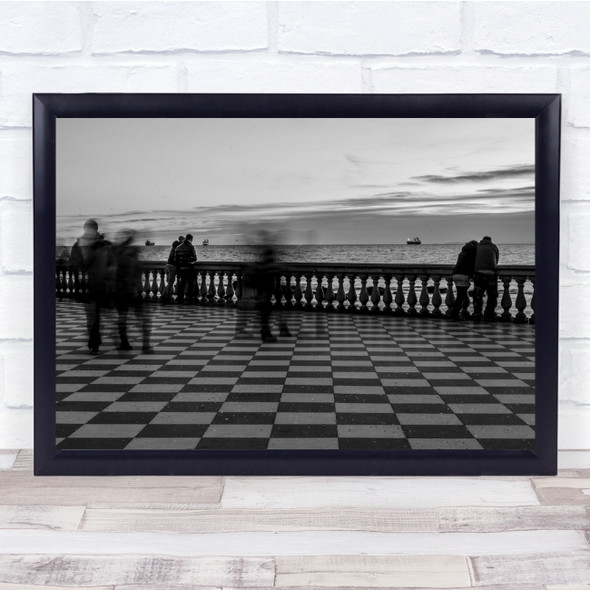 Chequered floor People blurry view Wall Art Print