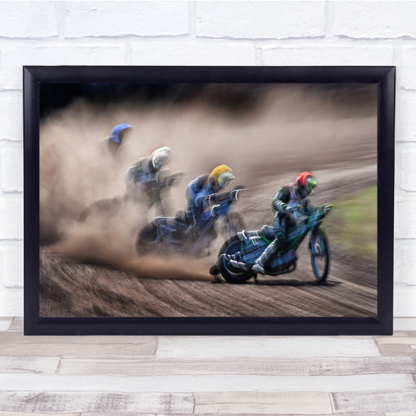 Motorbike Racing Dust Danger Track Wall Art Print