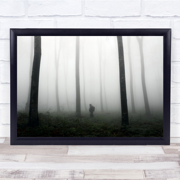 Surreal Landscape Trees Foggy Dark Wall Art Print