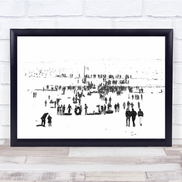 Crowd Winter Slope Frozen snowday Wall Art Print